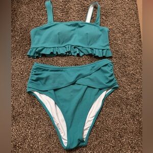 Cupshe Blue Bikini with Ruffle Detail